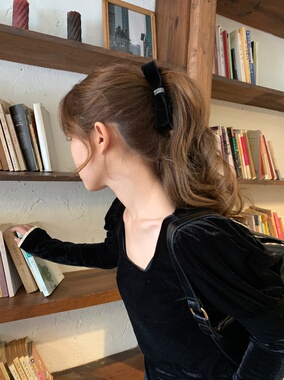 很有质感的双面植绒丝绒蝴蝶结发夹发饰发夹竖夹香蕉夹