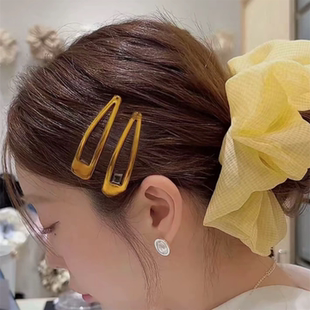 韩国黑咖色系水滴bb夹2025新款大号碎发刘海夹滴油气质侧边发夹女