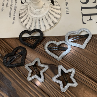 韩国闪闪发夹星星爱心BB夹2025新款细闪皮质刘海碎夹甜酷发卡发饰