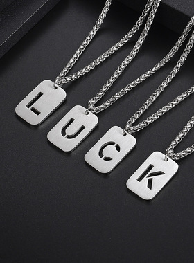 诗予饰26个字母嘻哈镂空毛衣项链