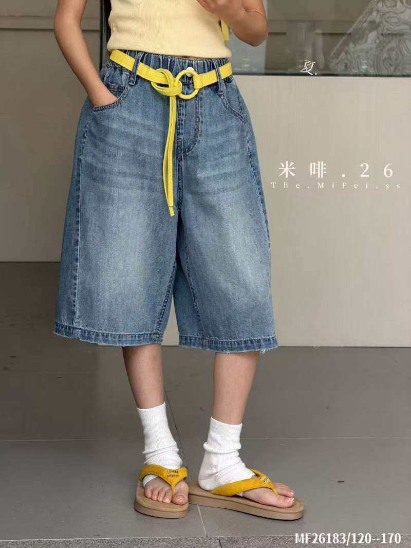 孩子岛2026夏季新款女童牛仔裤中大童薄款中裤牛仔裤