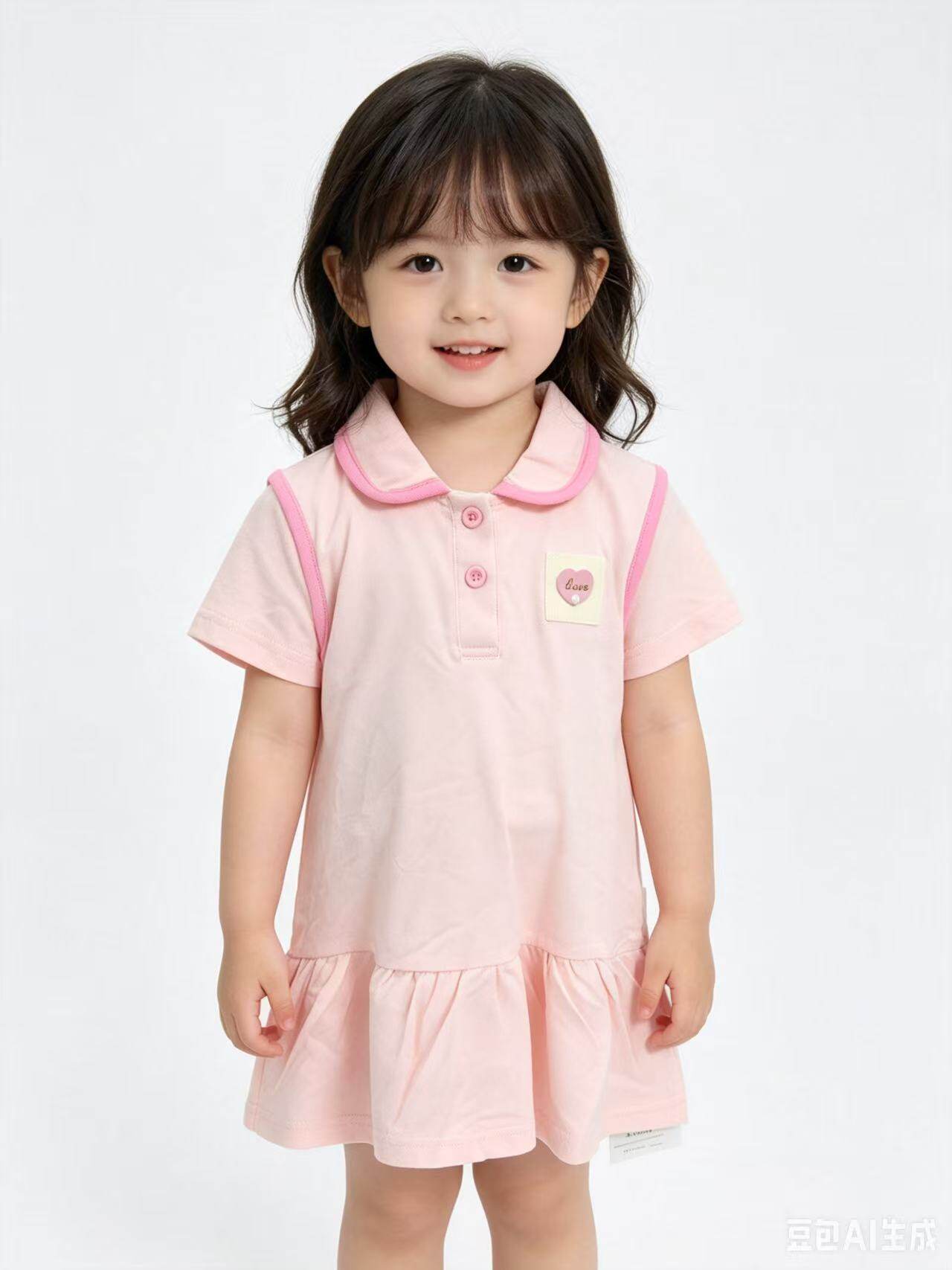 旺贝特女童夏季POLO裙衫可爱休闲女宝宝上衣娃娃领学院风小女孩