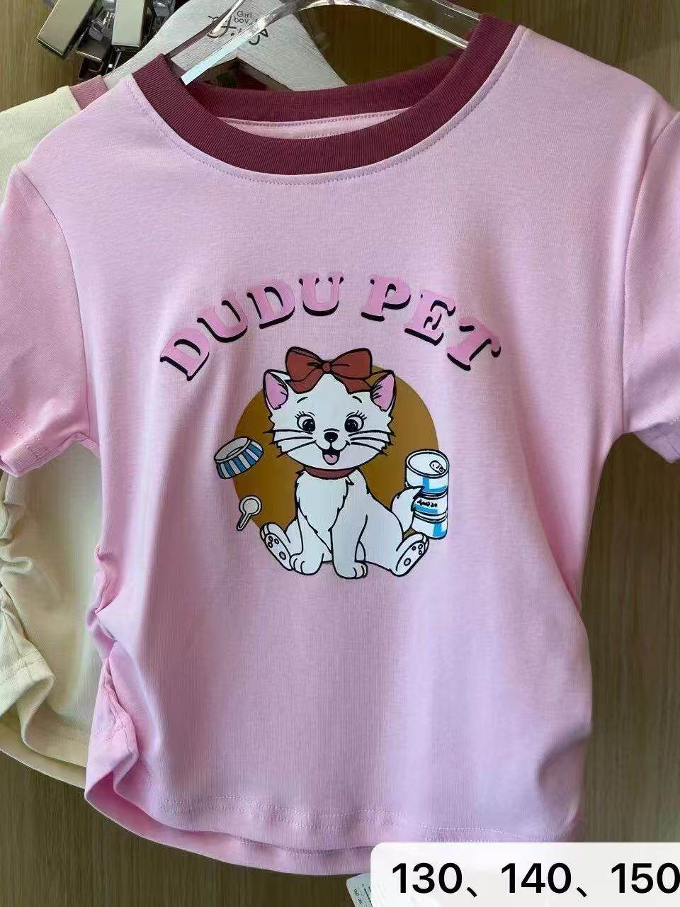 女童卡通休闲纯棉套装夏季新款小女孩辣妹短袖T恤