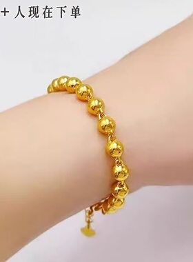 一眼心动！爆闪古法真金色手链女