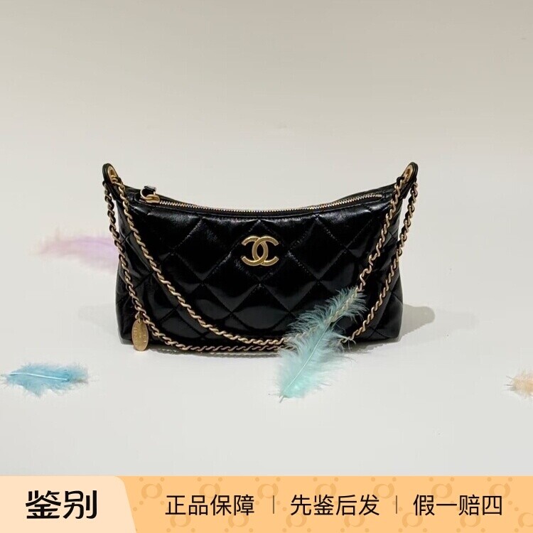 奢店代购 2025s 新款Chanel/香奈儿 抛光羊皮简约麻将包单肩手袋