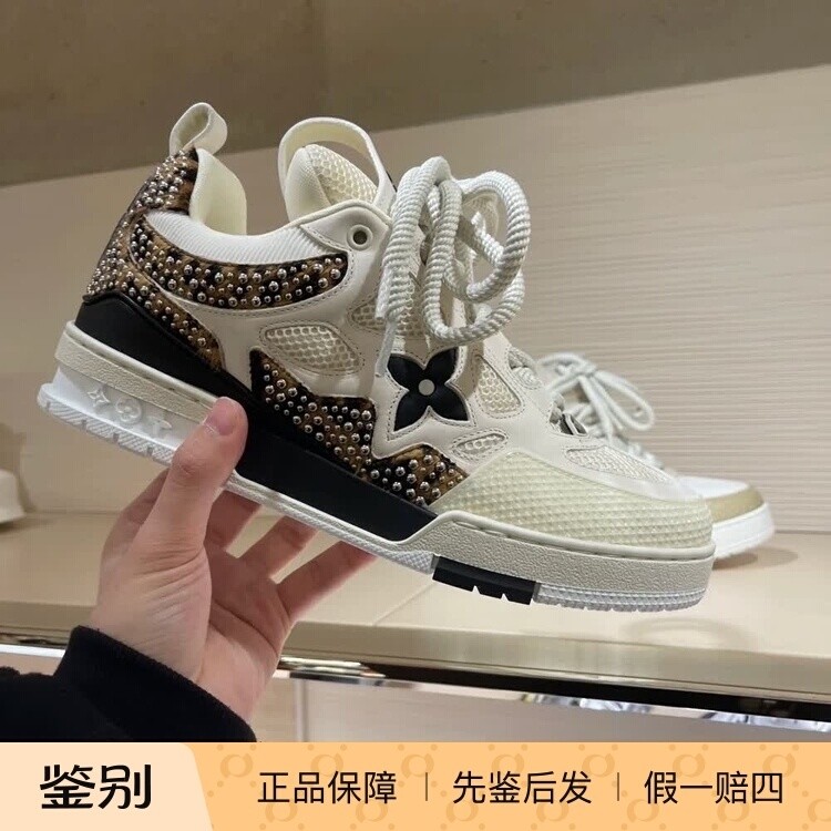 新款奢店代购 2025 LV/路易威登 SKATE豹纹铆钉休闲运动鞋 1ADI40