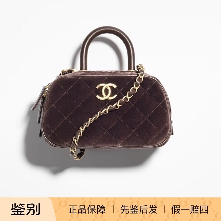 奢店代购2025a新款正品 CHANEL/香奈儿 手工坊丝绒保龄球牛皮手袋