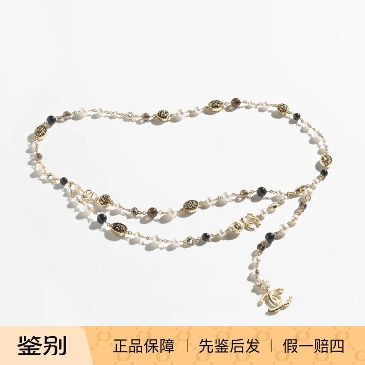 香奈儿珍珠水钻花朵仙女腰链