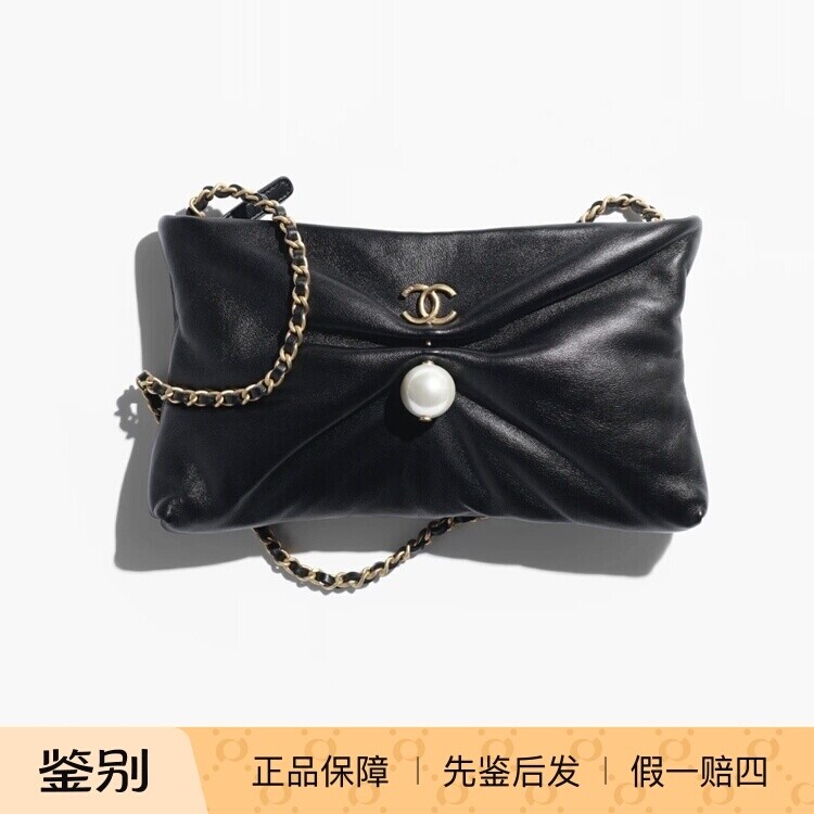 奢店代购 2025s 新款Chanel/香奈儿 羊皮珍珠链条手拿晚宴单肩包