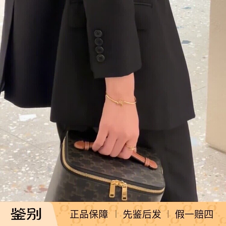 新款奢店代购 2024 CELINE/塞琳 经典印花豹纹牛皮方形化妆盒子包