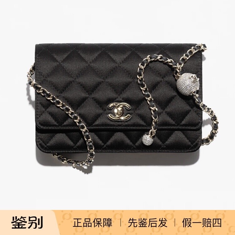 奢店代购 2026c新款正品 CHANEL/香奈儿 缎面水钻金球woc发财手袋