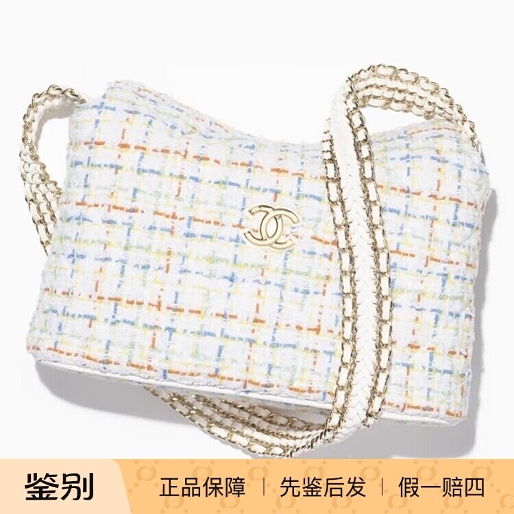 香奈儿羊毛斜纹软呢链条手拿包