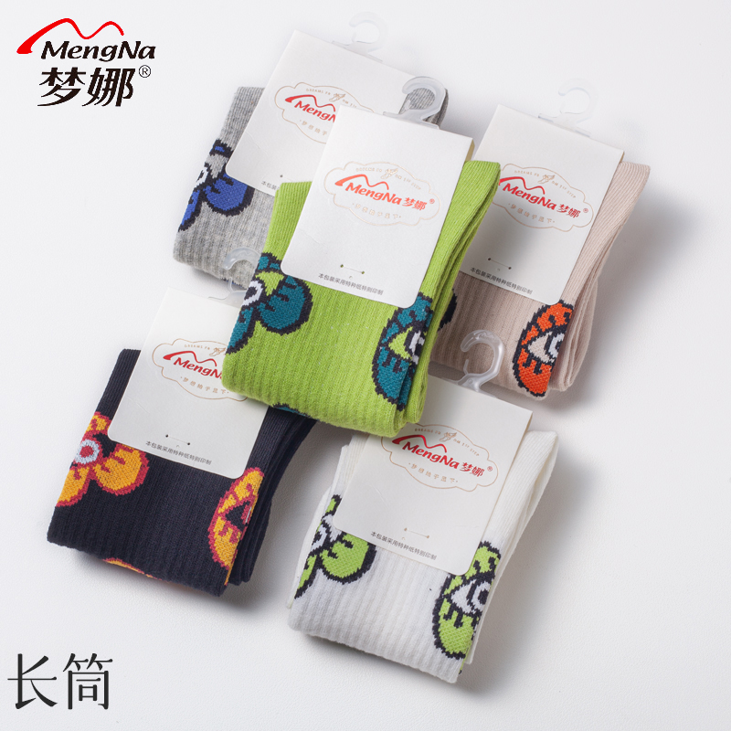 3双，梦娜运动休闲女款棉袜,中筒