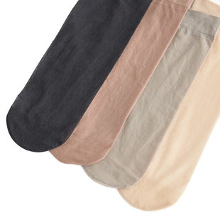 梦娜短丝袜女20双包芯丝夏超薄透肉脚尖透明短袜灰色对对袜黑色