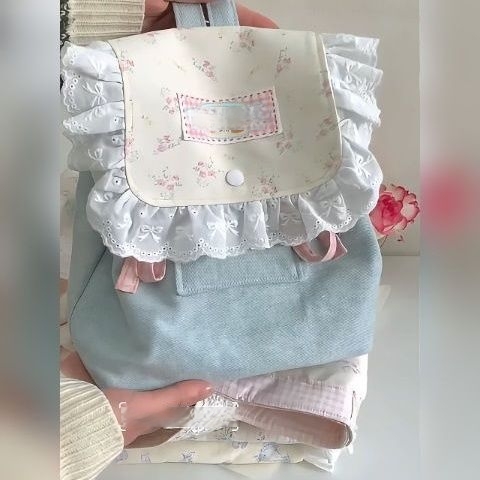 百搭双肩碎花帆布2025新款书包新款双肩包清新可爱少女通勤背包女