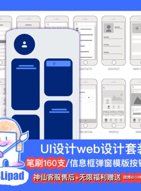 【procreate笔刷】UI设计ipad结构页面设计网页设计师套装图标ESL