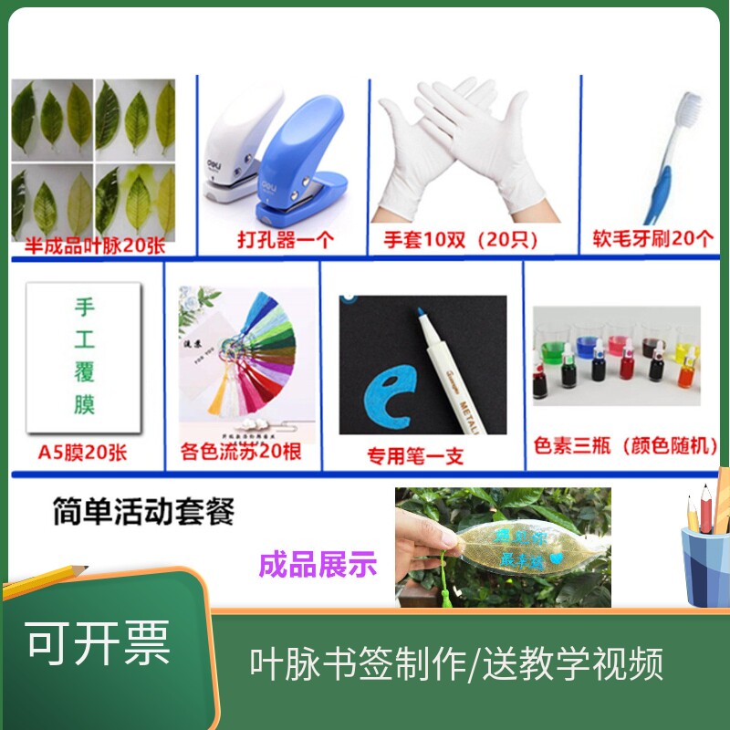 学生实验 自制叶脉 节日礼物 树叶书签手工diy材料半成品活动套餐