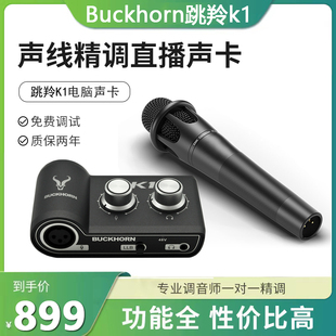 Buckhorn跳羚k1声卡USB外置声卡手机电脑网红主播录音直播k歌专用