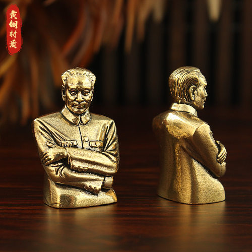 黄铜周恩来半身铜像复古桌面摆件
