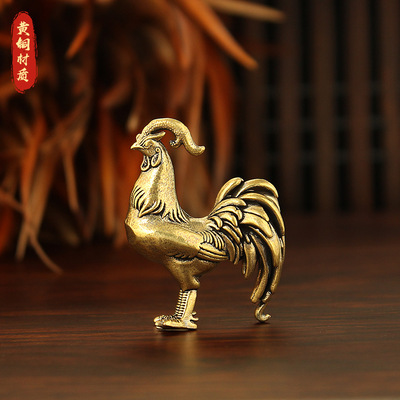 纯黄铜公鸡摆件生肖鸡金鸡报晓