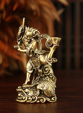 黄铜做旧魁星点斗复古摆件