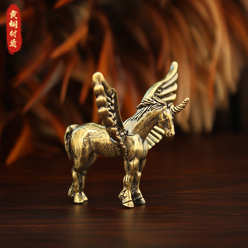 黄铜独角兽飞天神马摆件