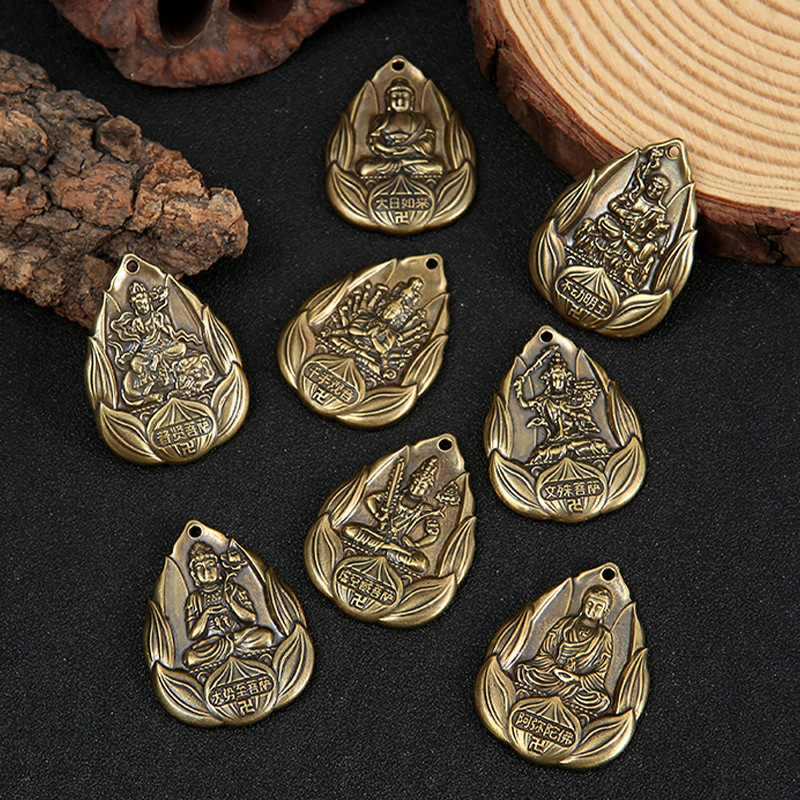 实心黄铜八大守护神12十二生肖龙年本命佛黄铜汽车钥匙扣挂件腰挂