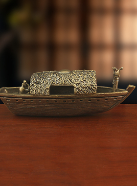 复古纯铜渔船桌面摆件