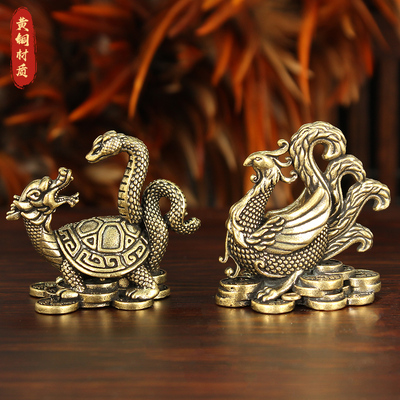 新款四大神兽摆件黄铜青龙白虎