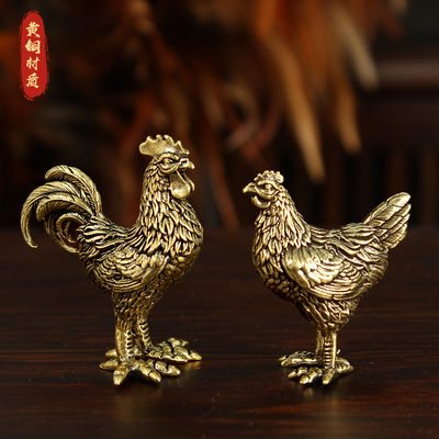 新款黄铜生肖鸡大公鸡母鸡一对