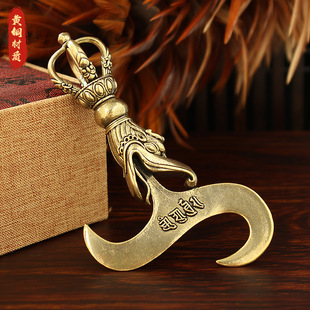 新款藏式五股金刚杵越刀龙头金刚橛家用供奉民族风做旧钺刀降魔杵