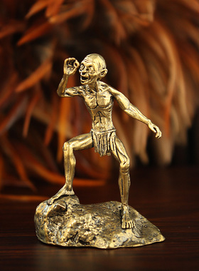 黄铜指环半兽人摆件复古做旧