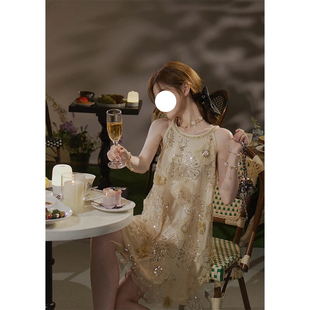 吞吞穿搭日记【月光宴曲】千金的私服 重工钉珠花朵连衣裙