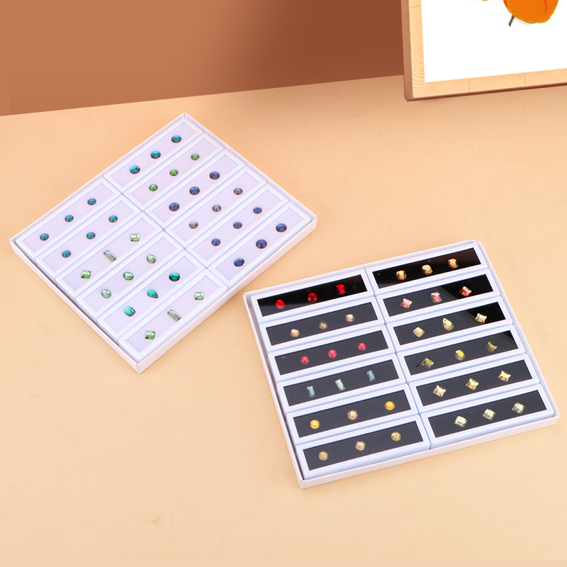 钻石盒玻璃盖长条宝石彩宝收纳盒