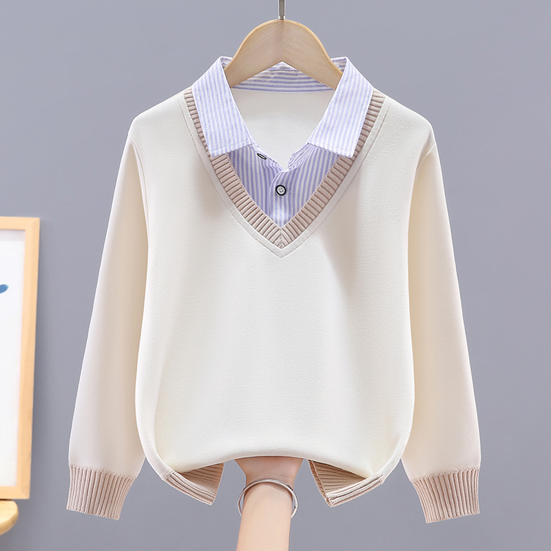 男童卫衣衬衫领春秋假两件