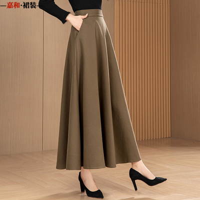 纯色加厚毛呢半身裙女2025冬新款