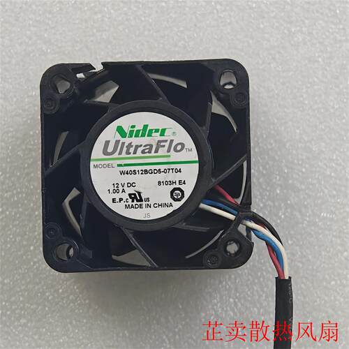 Nidec暴力4028 12V1A机箱电源服务器PWM调速4CM风扇W40S12BGD5-07