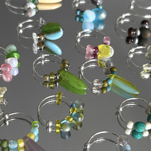 春夏小众森系度假甜美多巴胺清透少女琉璃纯银925防过敏耳圈耳环