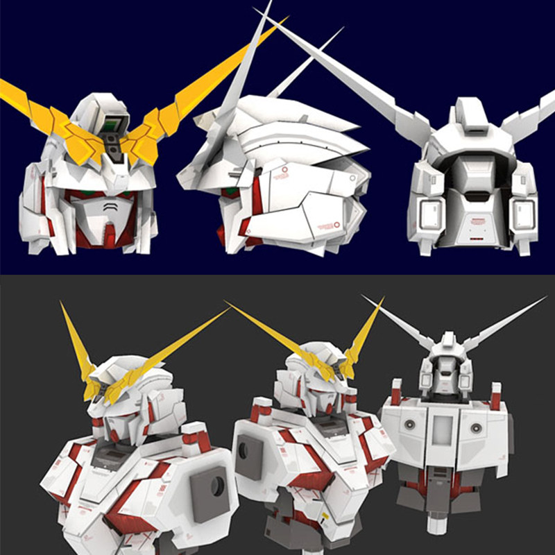 正比例高达系列rx-0独角兽高达3d立体纸模型diy手工