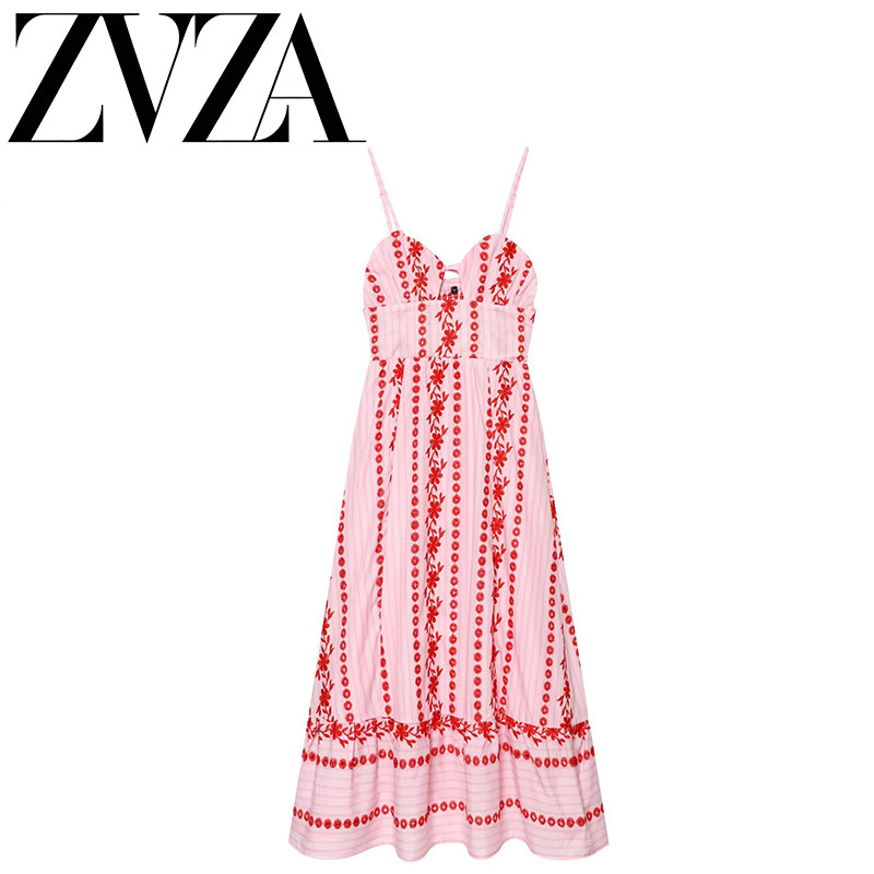 ZA 夏季新款 ZV女装 欧美风 时尚百搭镂空刺绣迷笛连衣裙2715977