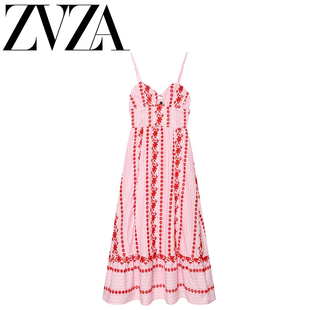 ZA 夏季新款 ZV女装 欧美风 时尚百搭镂空刺绣迷笛连衣裙2715977
