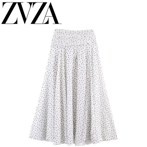 ZA 夏季新款 ZV女装 欧美风 时尚百搭设计感波点半身长裙 5039267