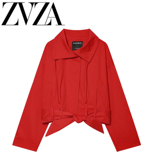 ZA 夏季新款 ZV女装 欧美风 时尚百搭长袖高领配腰带外套 2797538