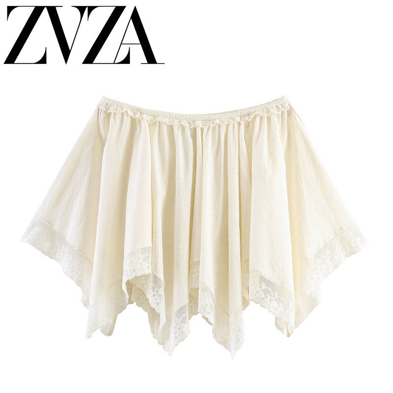 ZA 夏季新款 ZV女装 欧美风 设计感蕾丝叠层装饰上衣5107005 712
