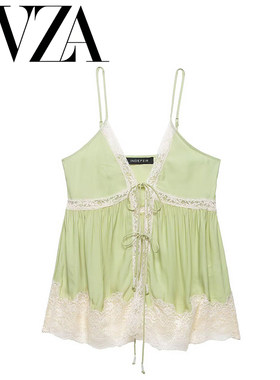 ZA 夏季新款 ZV女装 欧美风 时尚款蕾丝内衣式吊带上衣5107058511