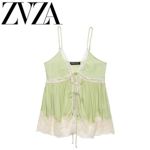 ZA 夏季新款 ZV女装 欧美风 时尚款蕾丝内衣式吊带上衣5107058511