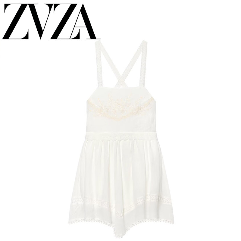 ZA 夏季新款 ZV女装 欧美风 时尚百搭薄纱刺绣迷你连衣裙 0881316