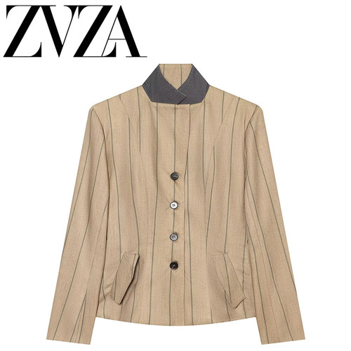 ZA 夏季新款 ZV女装 欧美风 时尚百搭简约条纹西装外套7009119756