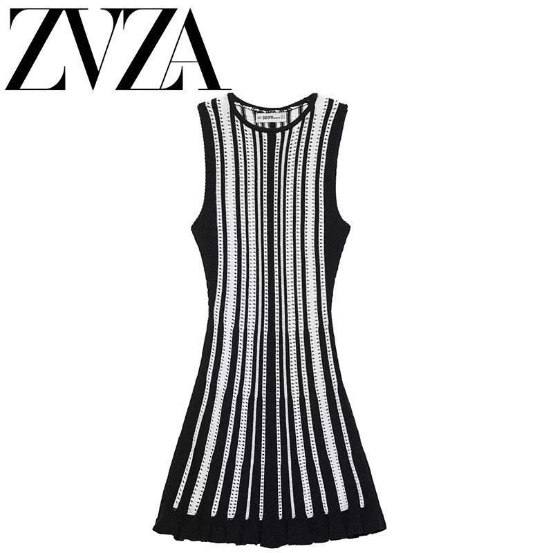 ZA 夏季新款 ZV女装 欧美风 时尚百搭款条纹针织短连衣裙 6771038