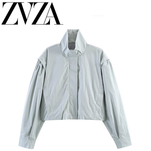 ZA 夏季新款 ZV女装 欧美风 时尚 百搭 设计 立领夹克外套4341705